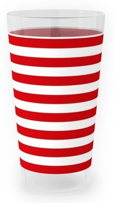 Outdoor Pint Glasses: Horizontal Stripe Outdoor Pint Glass, Red