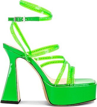 Crystal Embellished Platform Sandal in Green