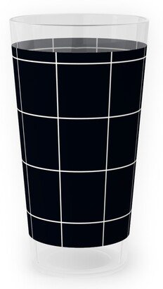 Outdoor Pint Glasses: Grid - Black Ad White Outdoor Pint Glass, Black