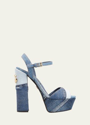 Keira Denim Patchwork Platform Sandals