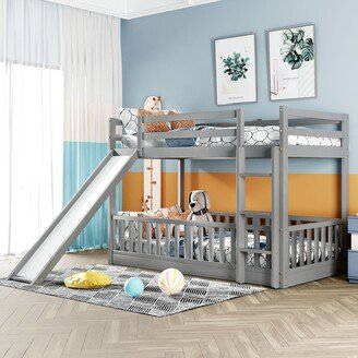 Nestfair Twin Over Twin Bunk Bed with Slide and Ladder