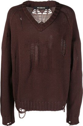 Distressed-Effect Wool-Blend Jumper