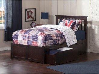 AFI Mission Twin Platform Bed with Footboard and 2 Drawers in Espresso
