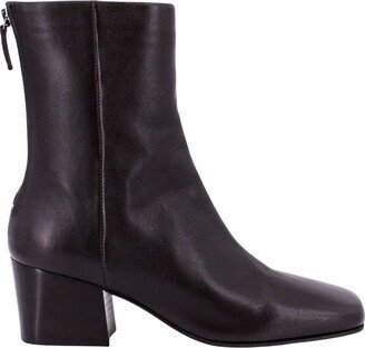 Squared-Toe Back Zip Ankle Boots