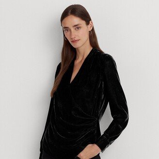 Ralph Lauren Pleated Velvet Surplice Blouse