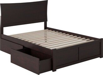 AFI Metro Full Platform Bed with Footboard and 2 Drawers in Espresso