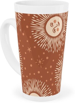 Mugs: Golden Sun - Multidirectional - Rust Brown Tall Latte Mug, 17Oz, Orange