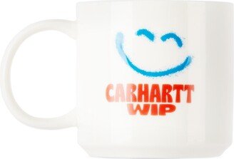 White Happy Script Mug, 12 oz