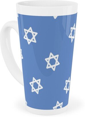 Mugs: Star Of David - White & Blue Tall Latte Mug, 17Oz, Blue