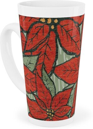 Mugs: Wild Poinsettias Tall Latte Mug, 17Oz, Red