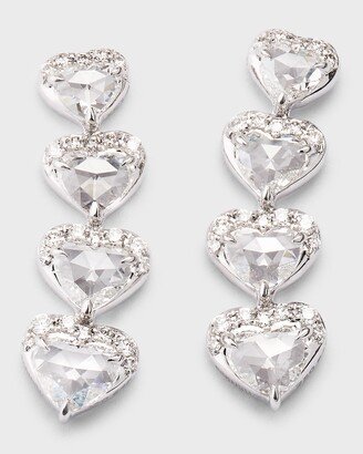 64 Facets 18K White Gold 4-Heart Diamond Earring Crawlers