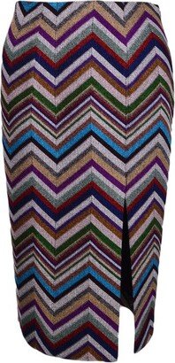 Zigzag Front-Slit Midi Skirt