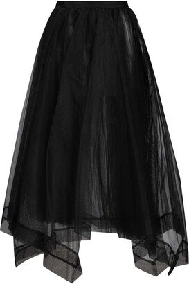 Asymmetric Hem Midi Tulle Skirt