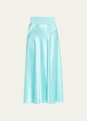 Rib-Trim Raw-Edge Midi Skirt