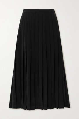 Kilt Pleated Stretch-crepe Midi Skirt - Black