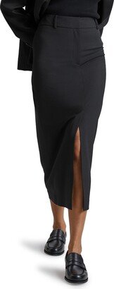 Wool Blend Midi Pencil Skirt