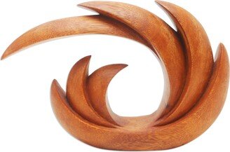 Handmade Blazing Flames Wood Sculpture