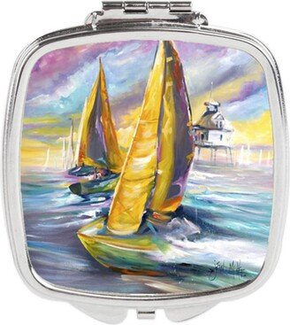 JMK1234SCM Middle Bay Lighthouse Sailboats Compact Mirror