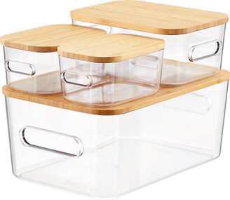 SmartStore Compact Plastic Bin 4-Pack Bamboo