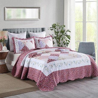 Snake River Décor 3 Piece Printed Quilt Bedspread Set Bedding Coverlet King Burgundy