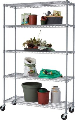 5-Tier Outdoor Wire Shelving Rack with Nsf Includes Wheels