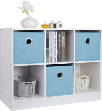 Snake River Décor 6 Cube Bookcase Cabinet Wood Storage Display Shelves White Blue - 52 x 63