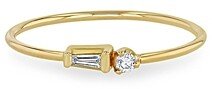 14K Yellow Gold Diamond Baguette & Round Stacking Ring