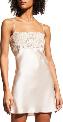 Bijoux Lace-Trim Silk Chemise-AA