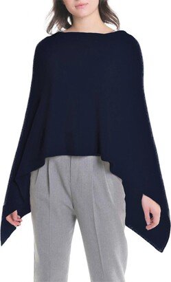 Classic Cashmere Poncho Topper In Navy