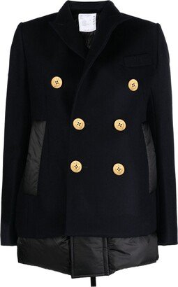 Panelled Wool Peacoat-AA