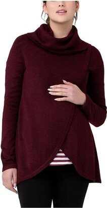 Cowl Neck Nursing Knit Sweater Maroon