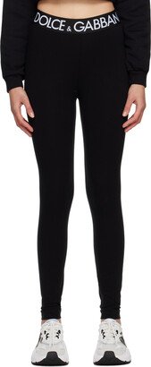 Black Elasticized Waistband Leggings