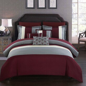 Chic Home Design Hester 10 Piece Comforter Set Color Block Ruffled Bed In A Bag Bedding