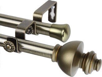 InStyleDesign Monarch Adjustable Antique Brass Double Curtain Rod Set