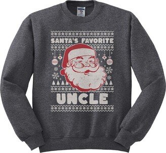 TeesAndTankYou Santa's Favorite Uncle Sweatshirt Unisex 3X-Large Dark Heather