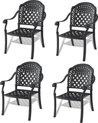 Stacking Patio Dining Armchair with Cushion In Random Colors-AC