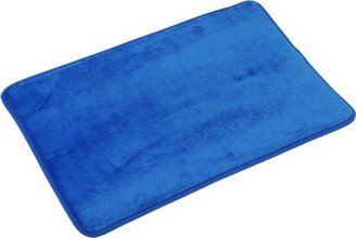 Unique Bargains Solid Color Pattern Bathroom Rugs Polyester Bath Mat Machine Washable Dark Blue 60x40cm