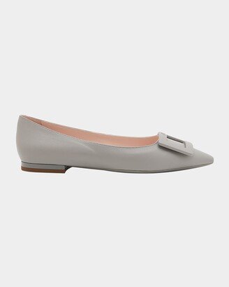 Grommettine Leather Buckle Ballerina Flats