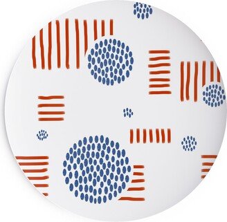 Salad Plates: Imperfection In Red, White And Blue Salad Plate, Red