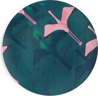 Salad Plates: Flamingos Flying Salad Plate, Green