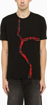 Black t-shirt with tartan detail