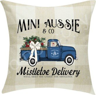 Mini Aussie | Red Merle & Co. Mistletoe Delivery Pillow Cover Buffalo Plaid 18 X ~Cover Only~