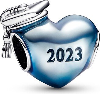 Sterling Silver Blue 2023 Graduation Heart Charm