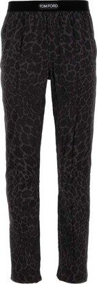 Leopard-Printed Stretched Pajama Trousers