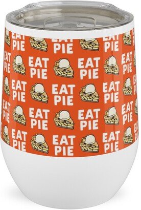 Travel Mugs: Eat Pie - Apple Pie La Mode - Orange Stainless Steel Travel Tumbler, 12Oz, Orange