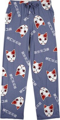 Demon Slayer Tanjiro Fox Mask Men's Blue Fog Sleep Pajama Pants-XL