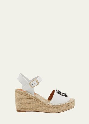 Anagram Cotton Ankle-Strap Wedge Espadrilles