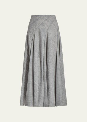 Harleigh Pleated Wool Maxi Skirt-AA