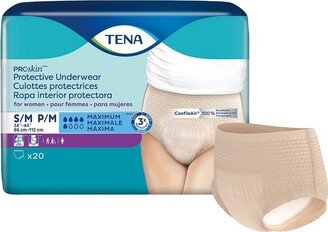 TENA ProSkin Protective Incontinence Underwear for Women, Moderate Absorbency, Small/Medium, 20 Count