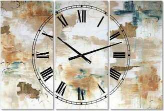 Designart Gilded Daydreams Oversized Modern 3 Panels Wall Clock - 38